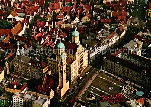 AK / Ansichtskarte Augsburg Fliegeraufnahme Rathaus Perlachturm Augsburg