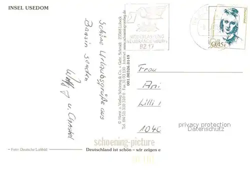 AK / Ansichtskarte Insel_Usedom Fliegeraufnahme Insel Usedom