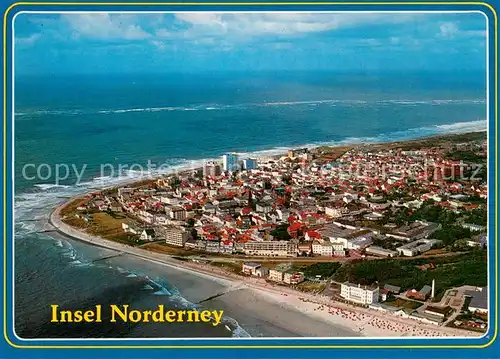 AK / Ansichtskarte Norderney_Nordseebad Fliegeraufnahme mit Strand Norderney_Nordseebad