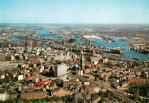 AK / Ansichtskarte Hamburg Fliegeraufnahme mit Hafen Hamburg