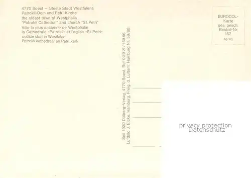 AK / Ansichtskarte Soest_Arnsberg Fliegeraufnahme ?lteste Stadt Westfalens Patrokli Dom Petri Kirche Soest_Arnsberg