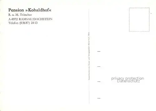 AK / Ansichtskarte Ramsau_Dachstein_Steiermark Pension Kobaldhof Gastraum Alpen Wappen Ramsau_Dachstein