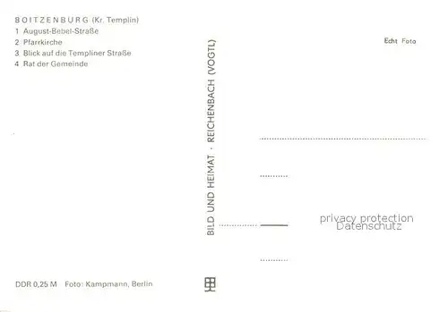 AK / Ansichtskarte Boitzenburg August Bebel Strasse Pfarrkirche Templiner Strasse Rat der Gemeinde Boitzenburg