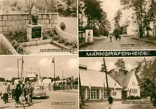 AK / Ansichtskarte Markgrafenheide_Rostock Pionierlager Alexej Marresjew Thaelmann Gedenkstaette Faehre nach Warnemuende Markgrafenheide_Rostock