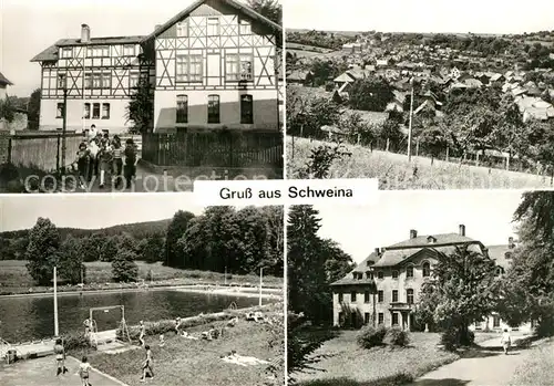 AK / Ansichtskarte Schweina_Bad_Liebenstein Kindergarten Schwimmbad Schloss Gluecksbrunn Panorama Schweina_Bad_Liebenstein