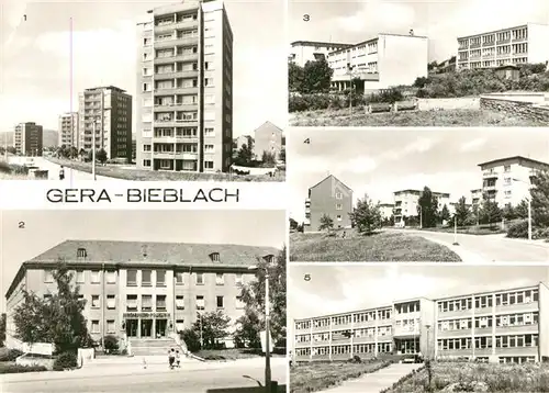 AK / Ansichtskarte Bieblach Hochhaeuser Bergarbeiter Poliklinik Kinderkrippe Kindergarten Egon Erwin Kisch Strasse Karl Marx Oberschule Bieblach