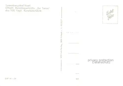 AK / Ansichtskarte Tannenbergsthal_Vogtland Ortsansicht mit Kirche Gaststaette Zur Tanne Gastzimmer Stammtisch Tannenbergsthal_Vogtland