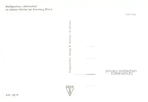 AK / Ansichtskarte Eisenberg_Thueringen Waldgasthaus Walkmuehle im Muehltal Eisenberg Thueringen