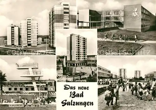 AK / Ansichtskarte Bad_Salzungen Otto Grotewohl Strasse Schule Schwimmbad Leninplatz Hochhaus Kindergarten Bad_Salzungen