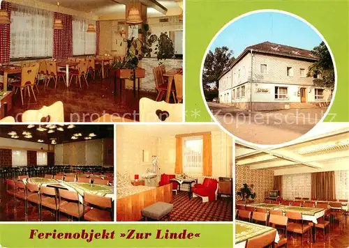 AK / Ansichtskarte Dreba Ferienobjekt Zur Linde Gaststube Saal Klubraum Dreba