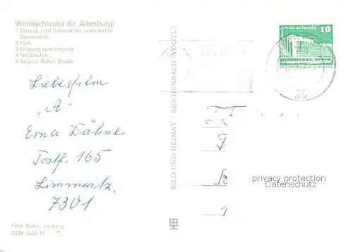 AK / Ansichtskarte Windischleuba Schloss jetzt Internat Park Neubauten August Bebel Strasse Windischleuba