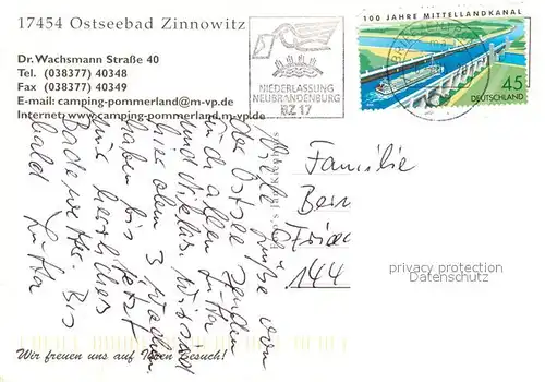 AK / Ansichtskarte Zinnowitz_Ostseebad Campingplatz Pommernland Zinnowitz_Ostseebad