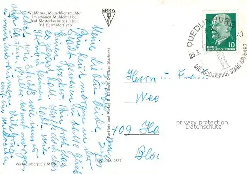 AK / Ansichtskarte Bad_Klosterlausnitz Waldhaus Meuschkensmuehle Bad_Klosterlausnitz