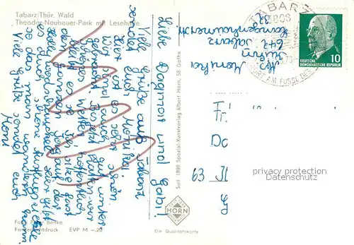 AK / Ansichtskarte Tabarz Theodor Neubauer Park mit Lesehalle Tabarz