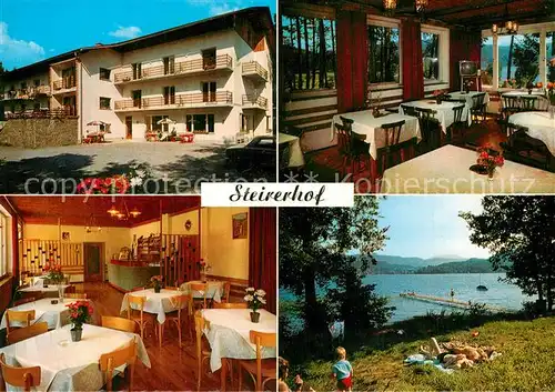AK / Ansichtskarte Krumpendorf_Woerthersee Steirerhof Hotel Pension Gastraeume Liegewiese Krumpendorf Woerthersee