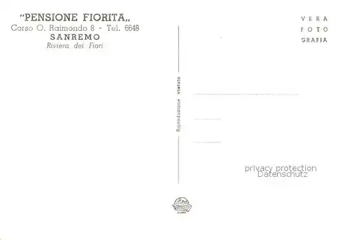 AK / Ansichtskarte Sanremo Pensione Fiorita Salotto La Facclata Fontana di via Roma Sanremo