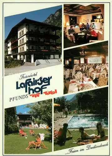 AK / Ansichtskarte Pfunds Ferienhotel Lafairser Hof Gastraeume Liegewiese Schwimmbad Pfunds