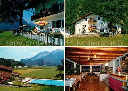 AK / Ansichtskarte Golling_Salzach Gasthof Pension Sonnleiten Terrasse Gaststube Schwimmbad Golling Salzach