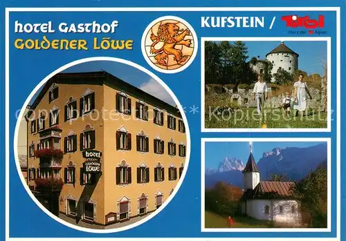 AK / Ansichtskarte Kufstein_Tirol Hotel Gasthof Goldener Loewe Kirche Turm Kufstein_Tirol