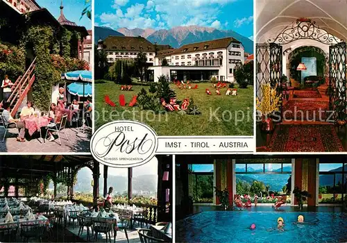 AK / Ansichtskarte Imst_Tirol Hotel Post Schloss Sprengenstein Gastraum Hallenbad Imst_Tirol