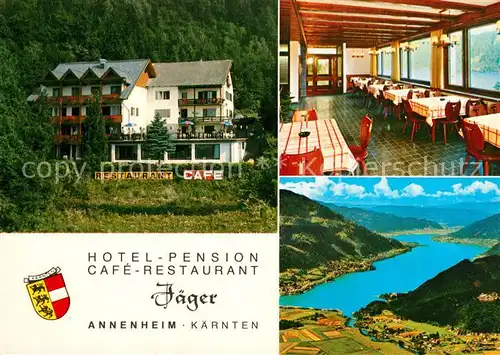 AK / Ansichtskarte Annenheim_Ossiacher_See Pension Jaeger Cafe Restaurant Speisesaal Panorama Annenheim_Ossiacher_See