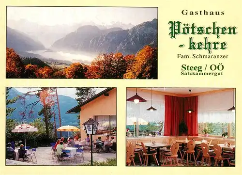 AK / Ansichtskarte Steeg_Tirol Gasthaus Poetschenkehre Panorama Terrasse Gaststube Steeg Tirol