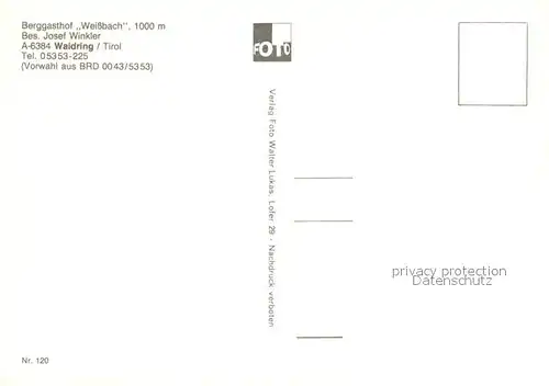 AK / Ansichtskarte Waidring_Tirol Berggasthof Weissbach Waidring Tirol