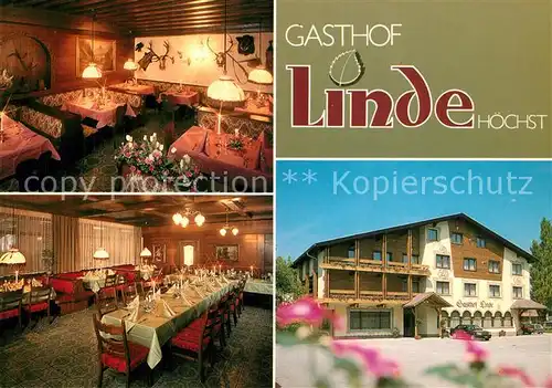 AK / Ansichtskarte Hoechst_Vorarlberg Gasthof Linde Gaststube Speisesaal Hoechst_Vorarlberg