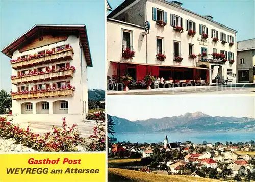 AK / Ansichtskarte Weyregg_Attersee Gasthof Post Panorama Weyregg Attersee