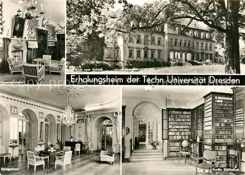 AK / Ansichtskarte Gaussig Erholungsheim der TU Dresden Kaminzimmer Schloss Spiegelsaal Gr Bibliothek Gaussig