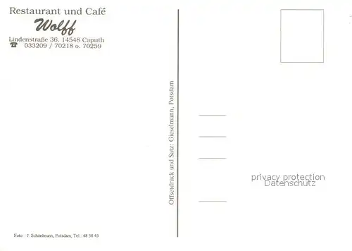 AK / Ansichtskarte Caputh Restaurant Cafe Wolff Caputh