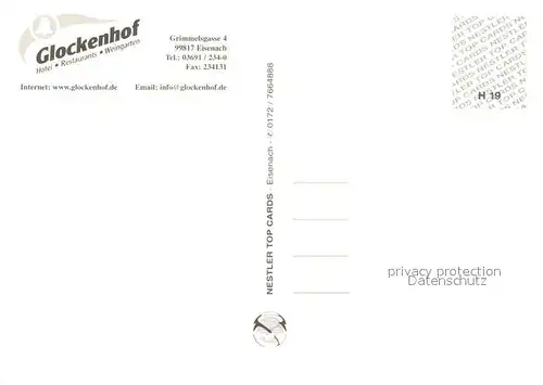 AK / Ansichtskarte Eisenach_Thueringen Glockenhof Hotel Restaurants Weingarten Eisenach Thueringen