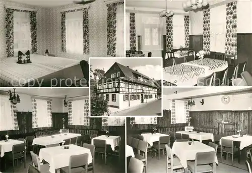 AK / Ansichtskarte Hohnstein_Saechsische_Schweiz Meschkes Gasthaus mit Hotelbetrieb Hotelzimmer Vereinszimmer und Gaststube Hohnstein_Saechsische