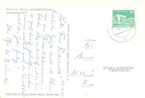 AK / Ansichtskarte Kummersdorf Alexanderdorf Priorat St Gertrud Hauptgebaeude Kummersdorf Alexanderdorf