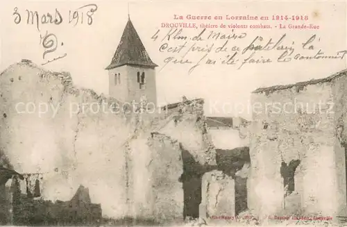 AK / Ansichtskarte Drouville Theatre de violents combats Grande Rue Ruines Grande Guerre Truemmer 1. Weltkrieg Drouville