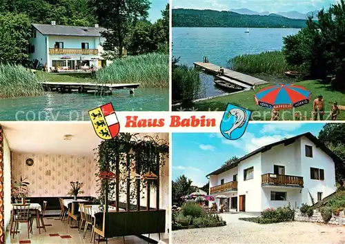 AK / Ansichtskarte Poertschach_Woerthersee Haus Babin Bootssteg Gaststube Poertschach Woerthersee