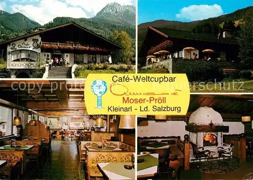 AK / Ansichtskarte Kleinarl Cafe Weltcupbar Annemarie Moser Proell Gaststube Kaminzimmer Kleinarl