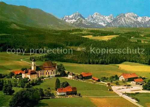 AK / Ansichtskarte Steingaden_Oberbayern Wieskirche Fliegeraufnahme Steingaden Oberbayern