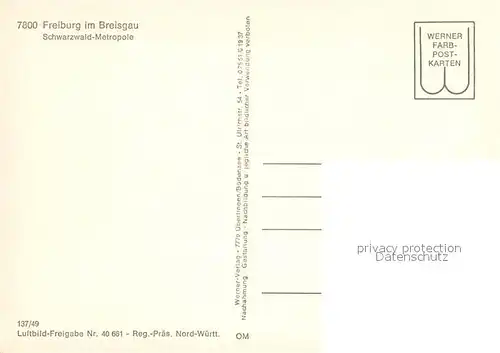 AK / Ansichtskarte Freiburg_Breisgau Fliegeraufnahme Freiburg Breisgau