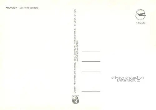 AK / Ansichtskarte Kronach_Oberfranken Veste Rosenberg Fliegeraufnahme Kronach Oberfranken