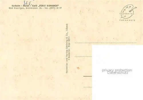 AK / Ansichtskarte Bad_Kissingen Cafe Motel Fuerst Bismarck Gastraeume Park Bad_Kissingen