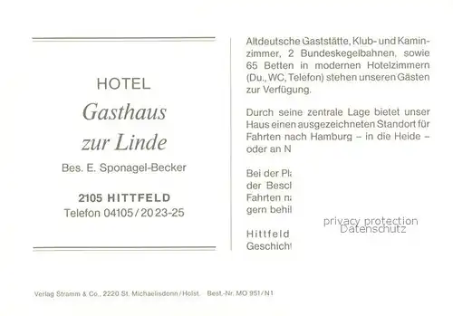AK / Ansichtskarte Hittfeld Hotel zur Linde Gastraeume Bar Hittfeld