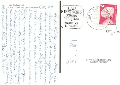 AK / Ansichtskarte Bad_Kissingen Hotel Kissinger Hof Bad_Kissingen
