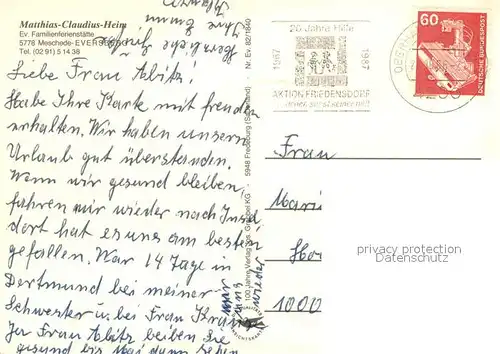 AK / Ansichtskarte Eversberg Matthias Claudius Heim Eversberg