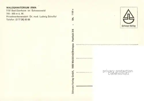 AK / Ansichtskarte Bad_Duerrheim Waldsanatorium Irma Gaststube Bad_Duerrheim