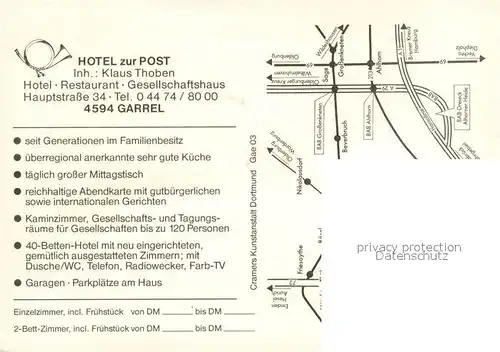 AK / Ansichtskarte Garrel Hotel zur Post Gastraeume Bar Garrel