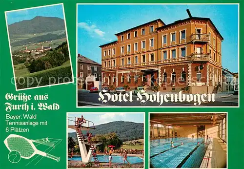 AK / Ansichtskarte Furth_Wald Hotel Hohenbogen Frei und Hallenbad Panorama Furth_Wald