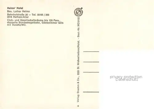 AK / Ansichtskarte Rethem_Aller Helms Hotel Kegelbahn Gaststube Bar Rethem_Aller