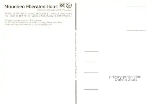 AK / Ansichtskarte Muenchen Sheraton Hotel Muenchen