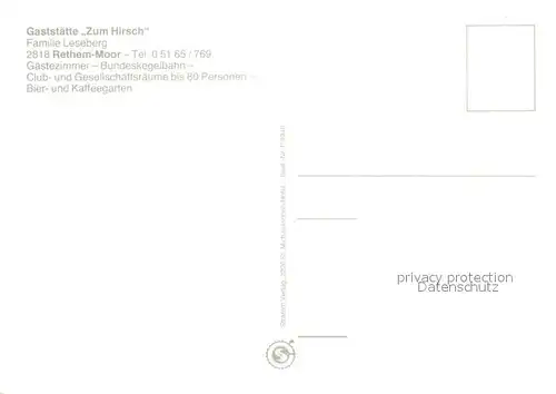 AK / Ansichtskarte Rethem_Aller Gaststaette zum Hirsch Rethem Moor Tierpark Gaststaette Garten Terrasse Rethem_Aller
